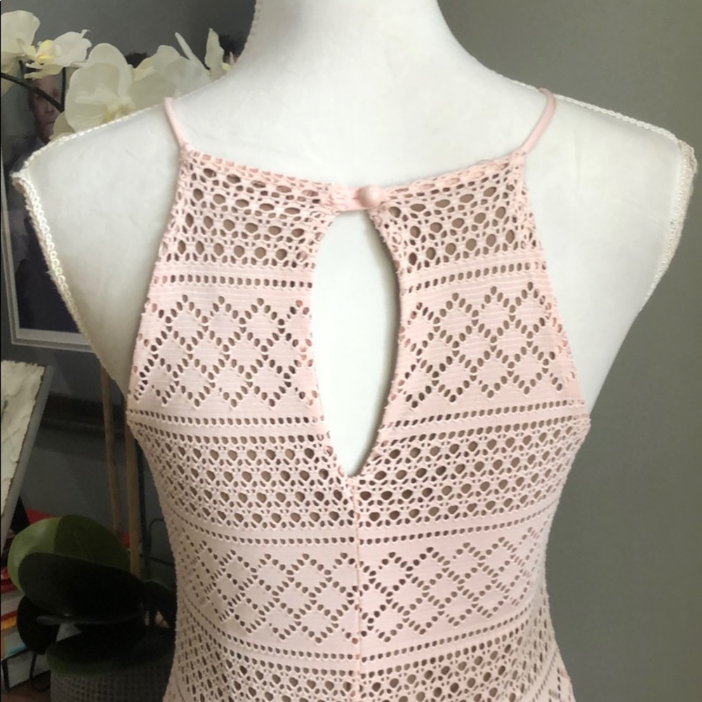 (Sold) Poetry Bodycon Formfitting Blush Lace Dress - Picture 5 of 7